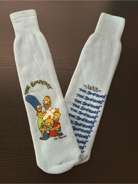 NEW! Vintage 1990 The Simpsons Adult Light Blue Non Slip Traction Socks